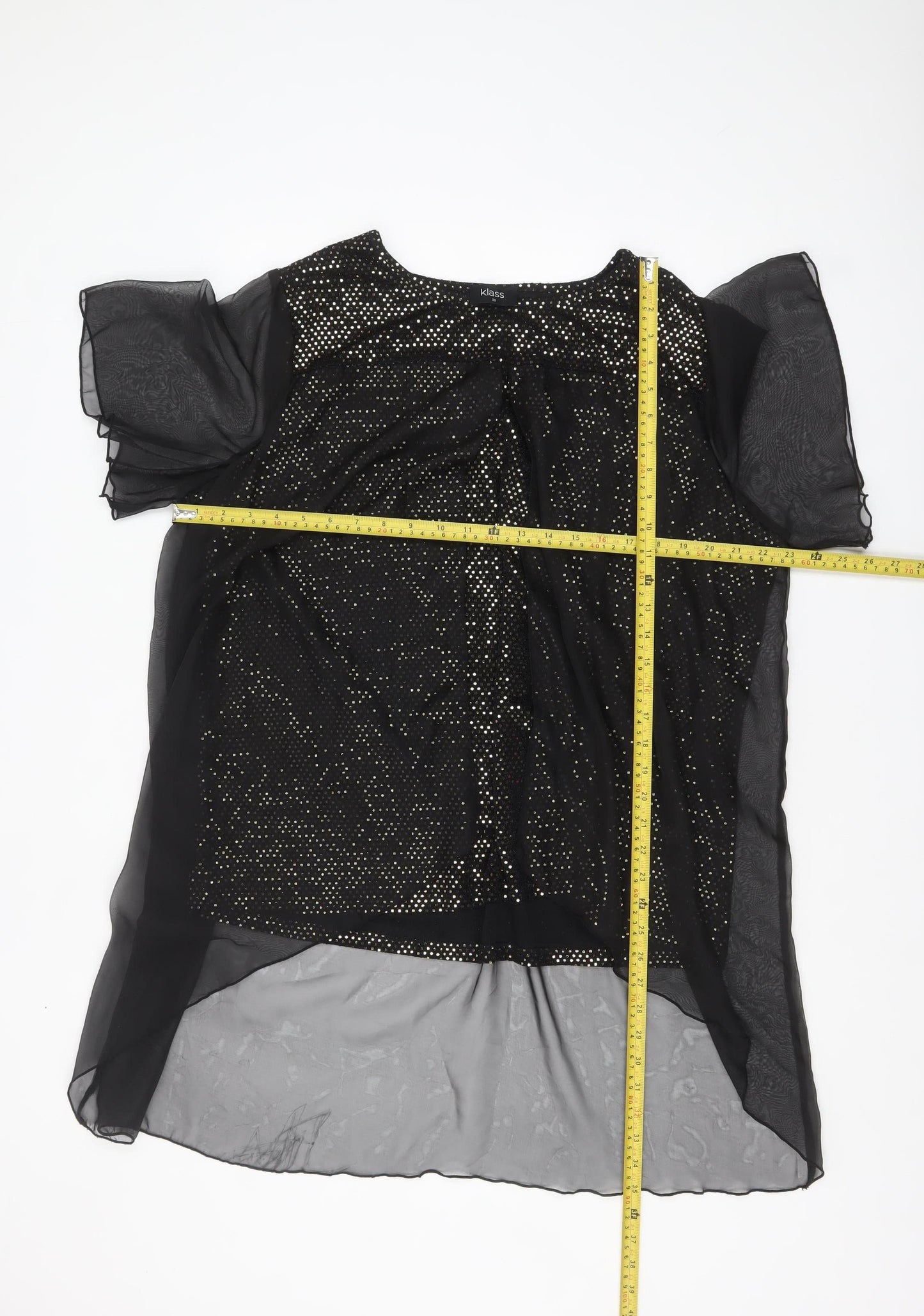 Klass Womens Black Sequin Tunic Blouse Size 22 Party Top