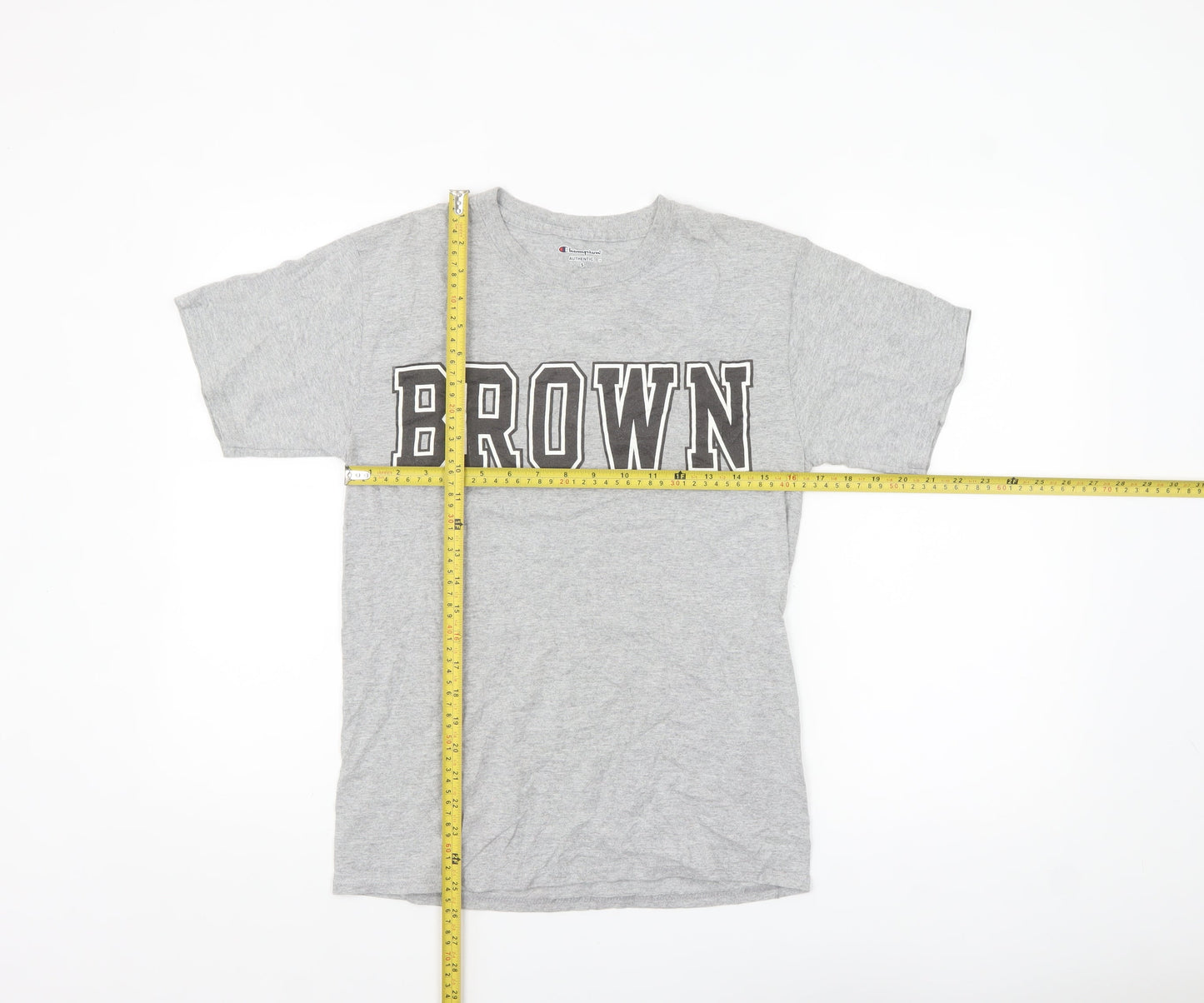 Champion Men's Grey Crew Neck Brown University Graphic T-Shirt Size S