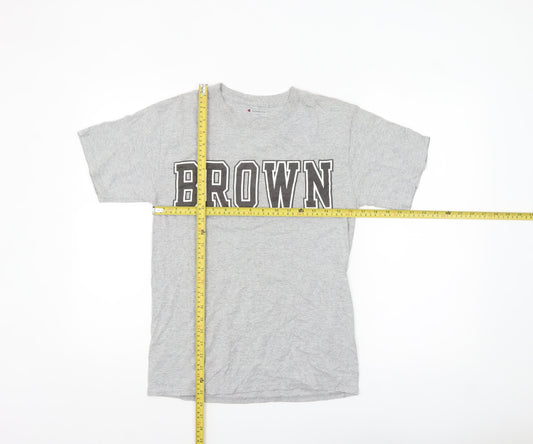 Champion Men's Grey Crew Neck Brown University Graphic T-Shirt Size S