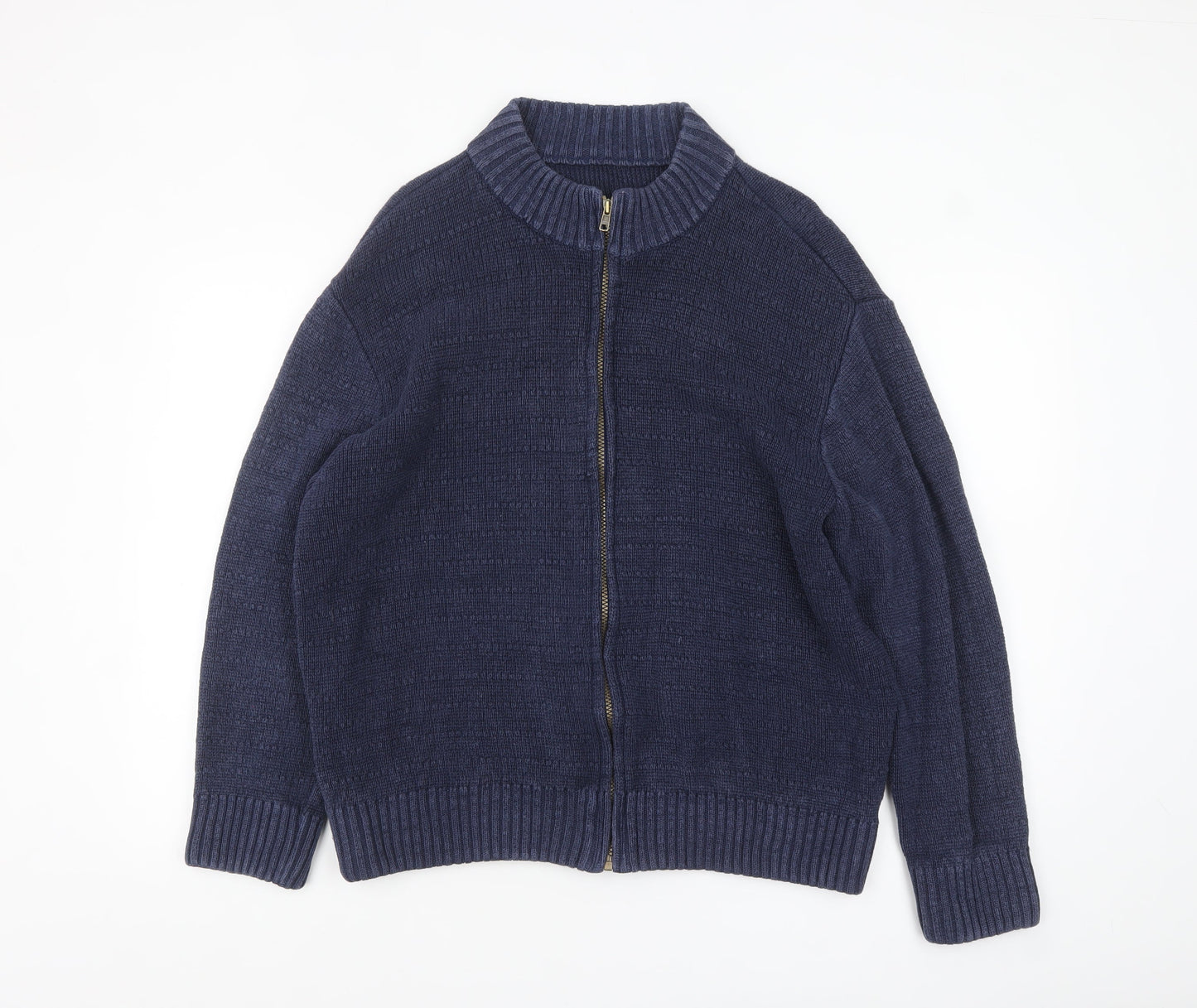Ecolution Men’s Blue Hemp Full Zip Knitted Jumper Size M