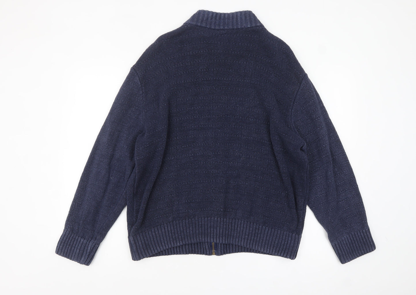 Ecolution Men’s Blue Hemp Full Zip Knitted Jumper Size M