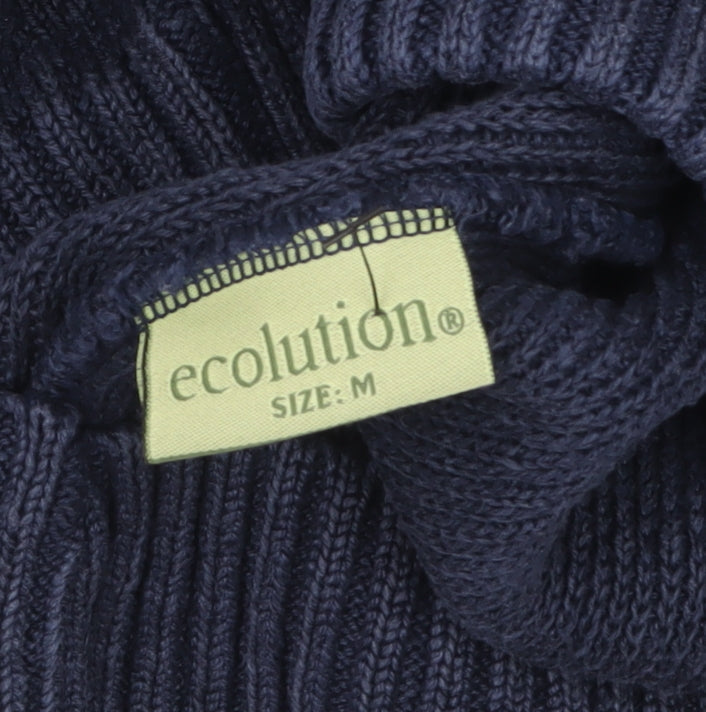 Ecolution Men’s Blue Hemp Full Zip Knitted Jumper Size M