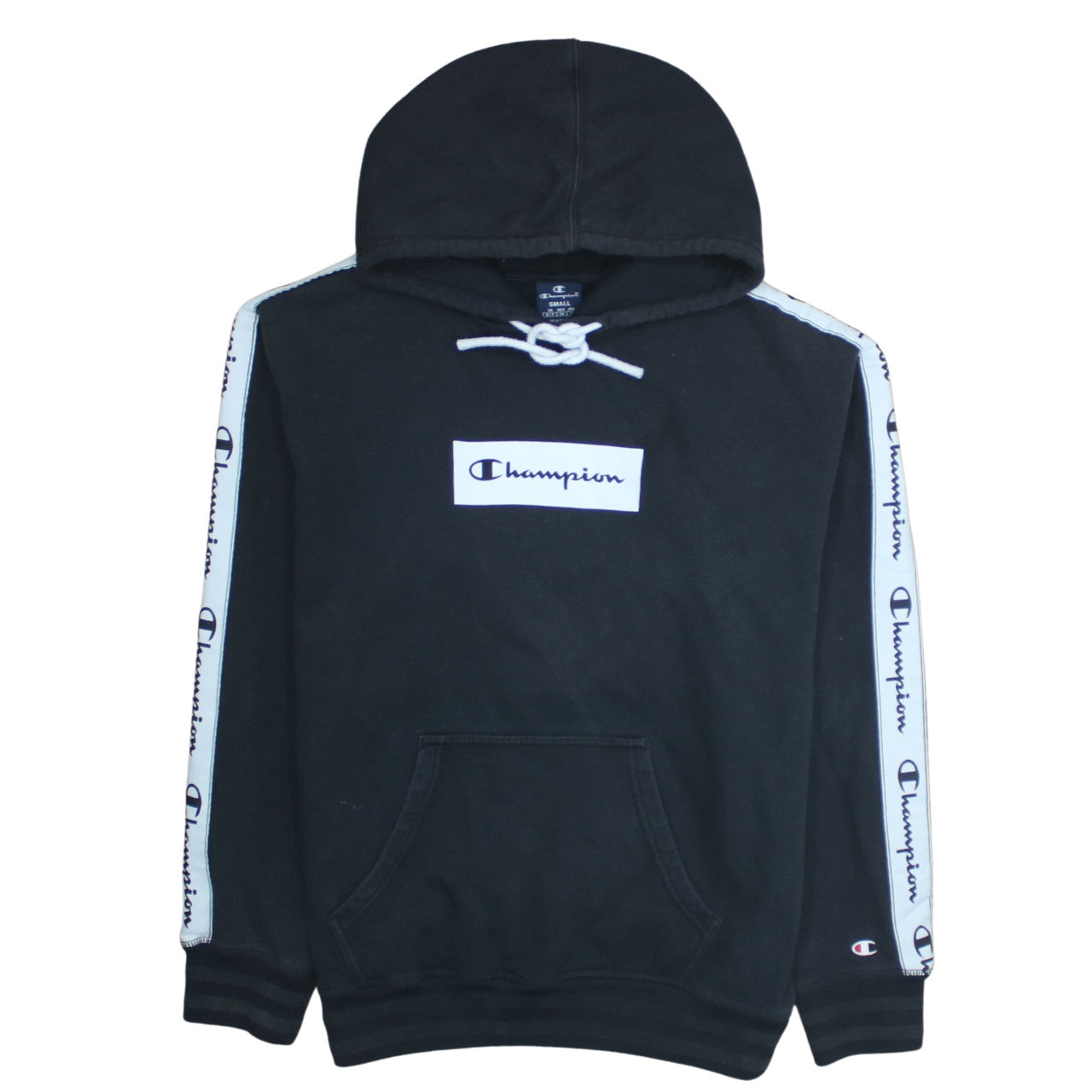 Champion Men's Black Small Pullover Hoodie with Logo Sleeves