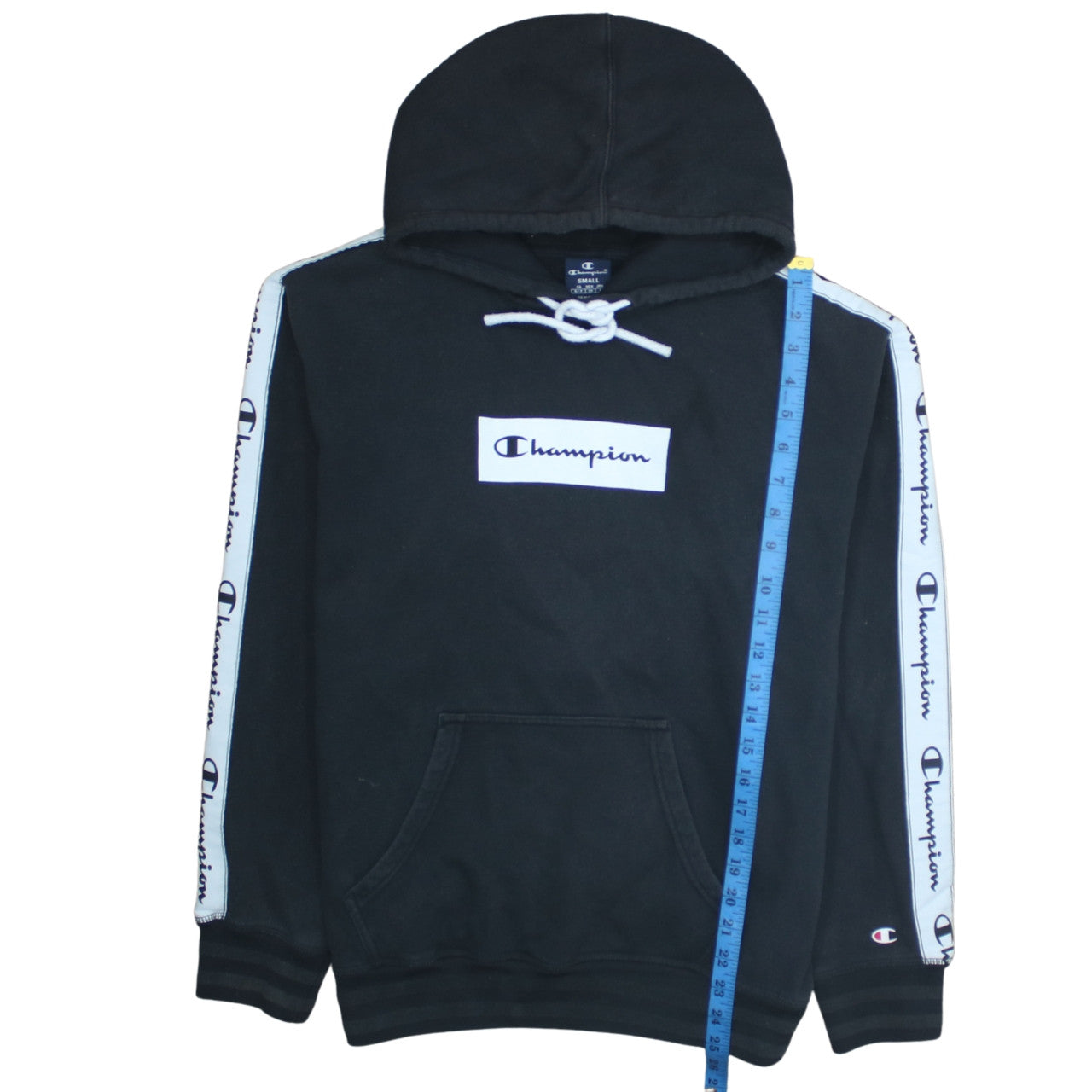 Champion Men's Black Small Pullover Hoodie with Logo Sleeves