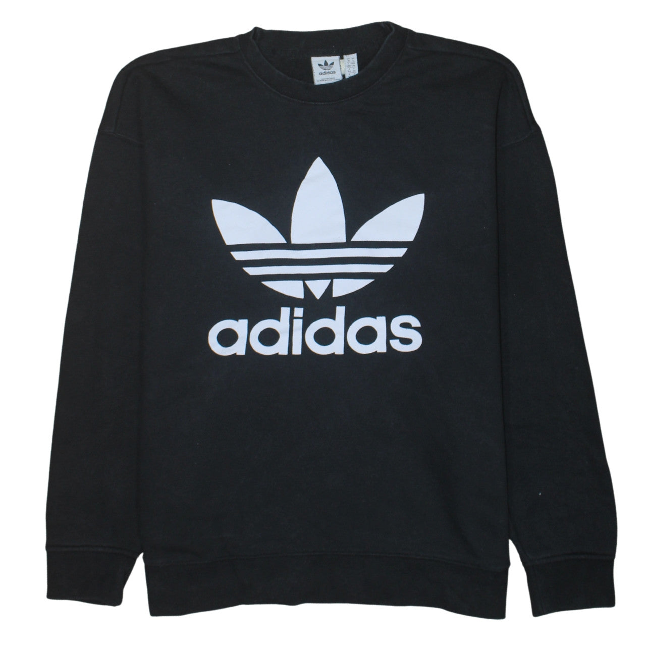 Adidas Womens Black Crew Neck Pullover Sweatshirt Size XL