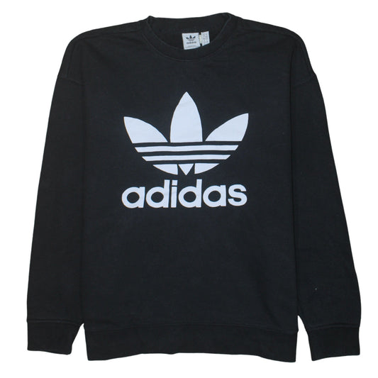 Adidas Womens Black Crew Neck Pullover Sweatshirt Size XL