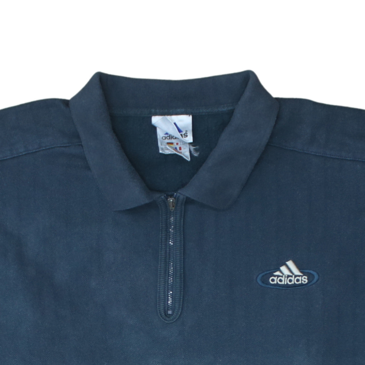 Adidas Men’s Blue Striped 1/4 Zip Collared Sweatshirt Size L