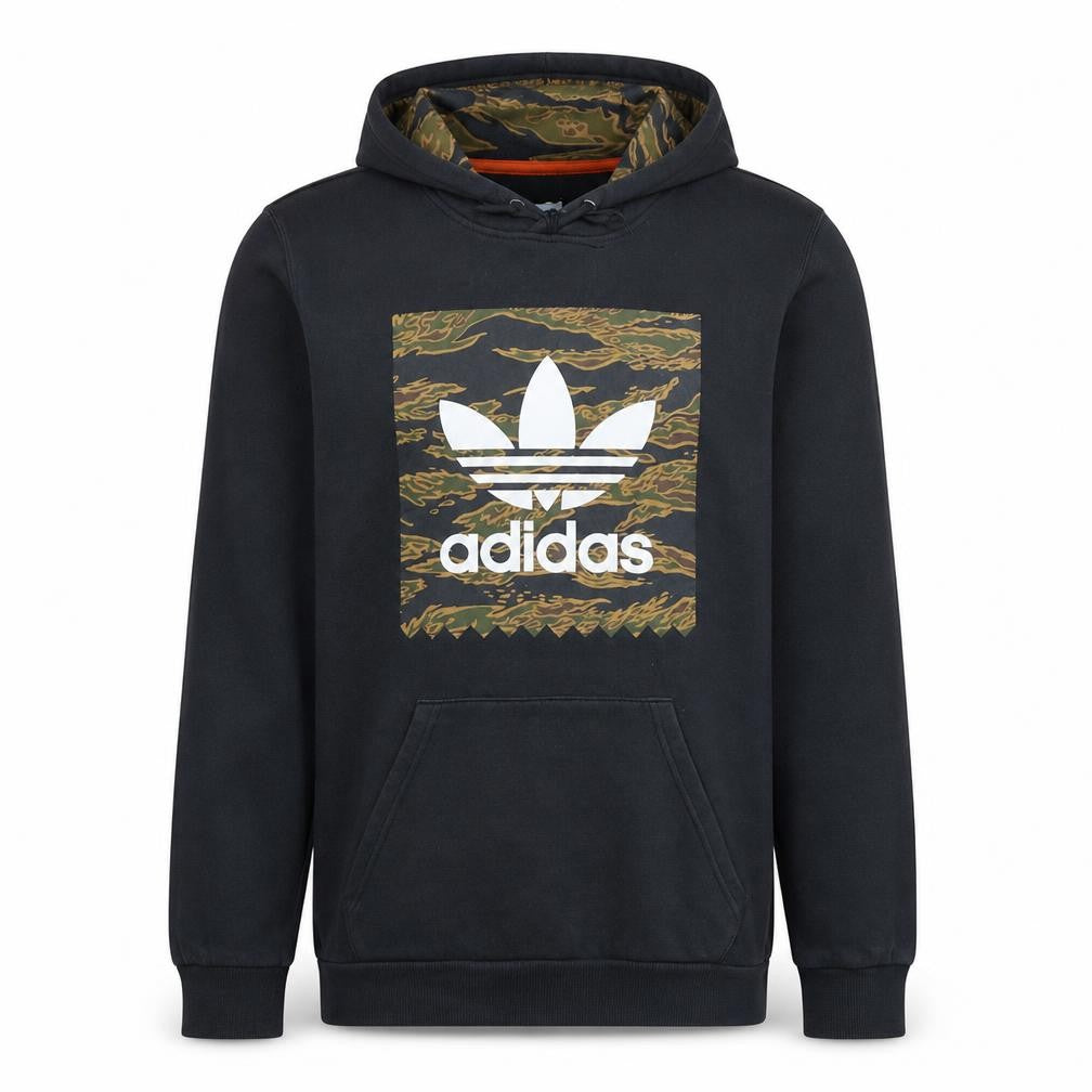 adidas Men’s Black Pullover Hoodie Small Camouflage Logo Fleece
