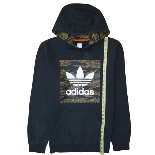 adidas Men’s Black Pullover Hoodie Small Camouflage Logo Fleece
