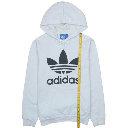 Adidas Men’s White Pullover Hoodie Small Logo Graphic Fleece