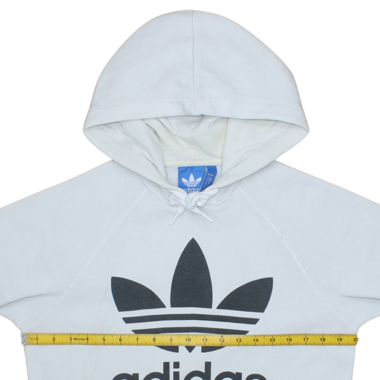 Adidas Men’s White Pullover Hoodie Small Logo Graphic Fleece