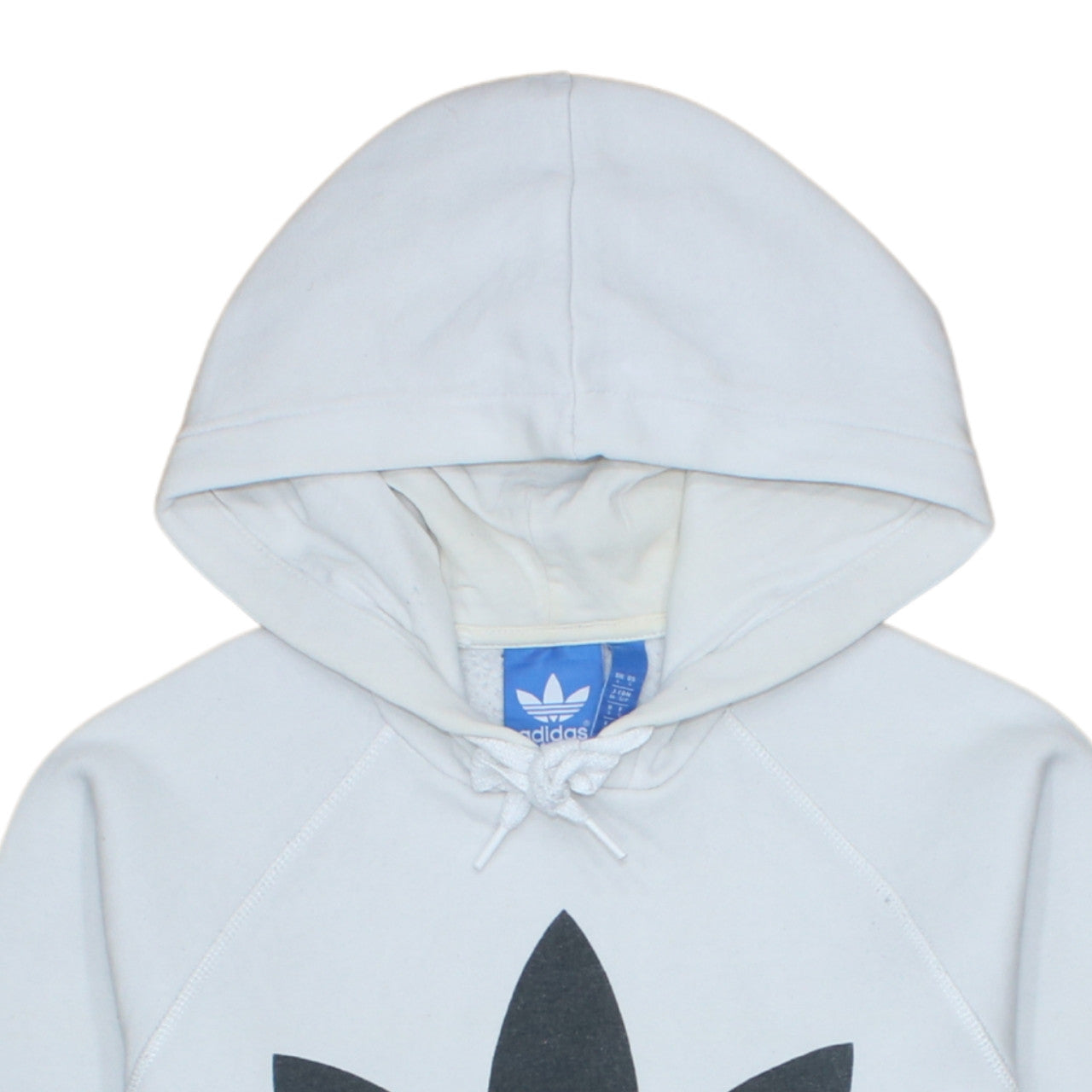 Adidas Men’s White Pullover Hoodie Small Logo Graphic Fleece