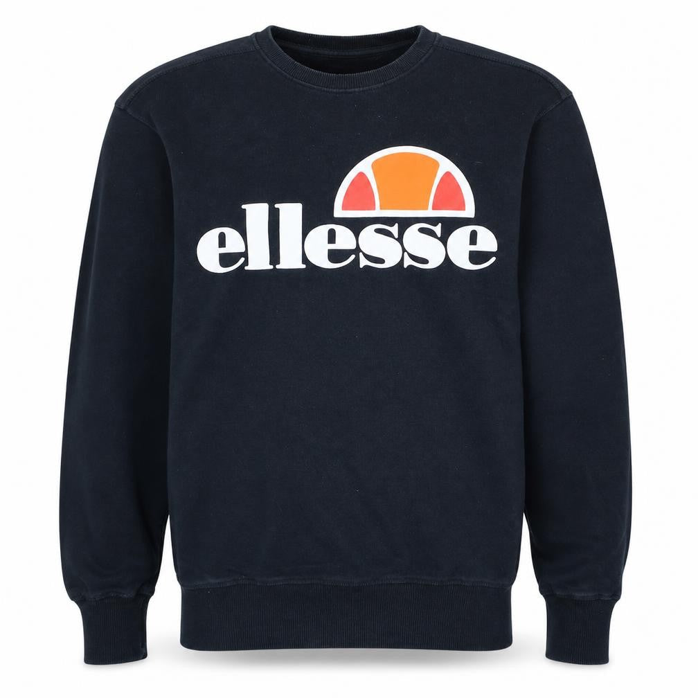 Ellesse Men's Black Small Pullover Sweatshirt Logo Crew Neck