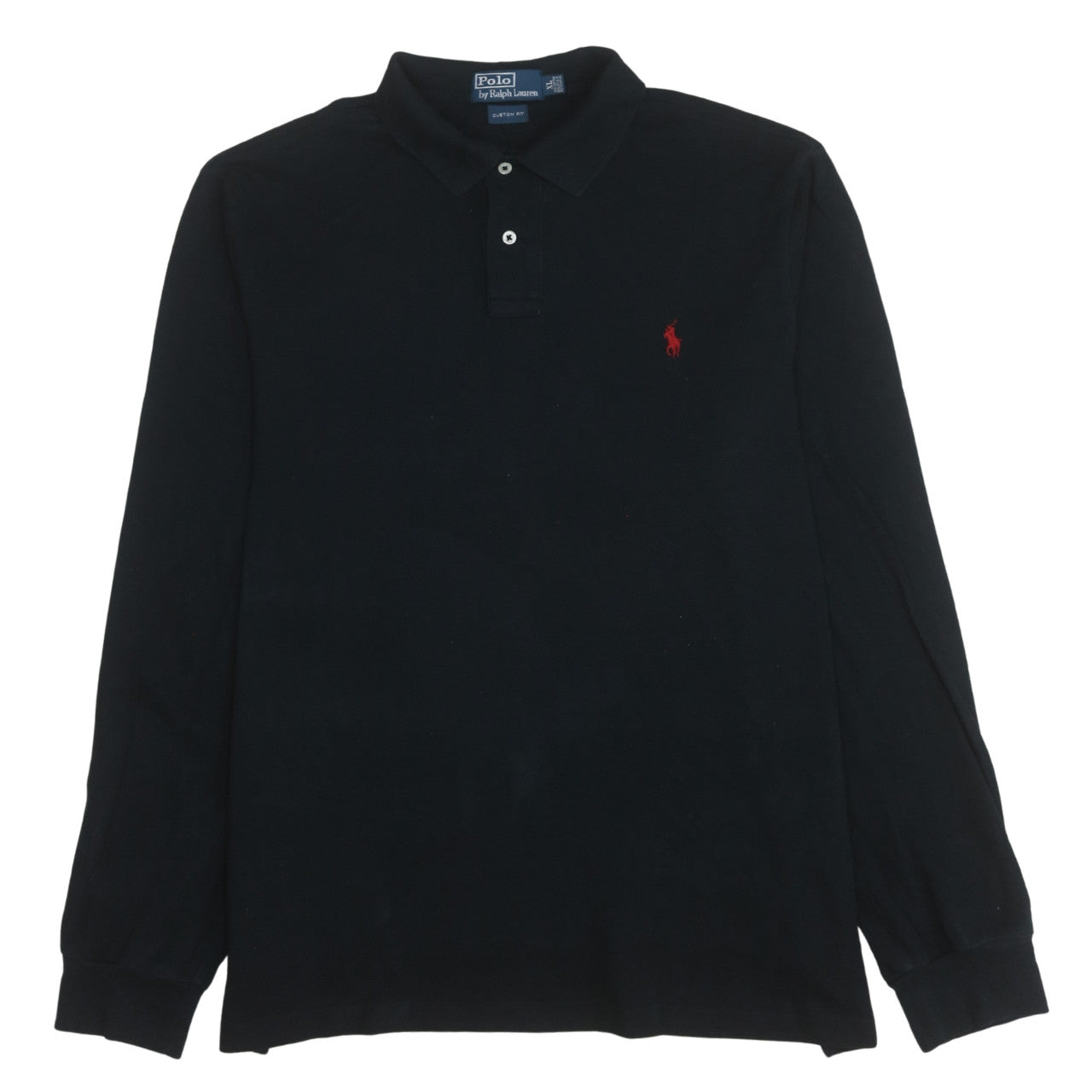 Ralph Lauren Men's Black Long Sleeve Custom Fit Polo Shirt XL