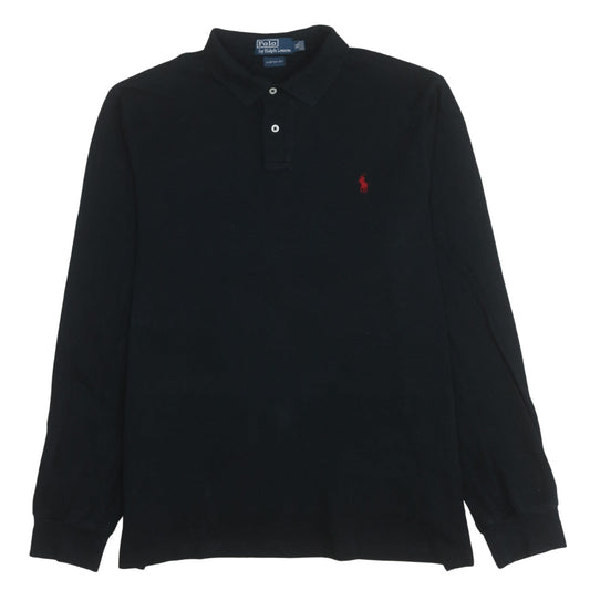 Ralph Lauren Men's Black Long Sleeve Custom Fit Polo Shirt XL