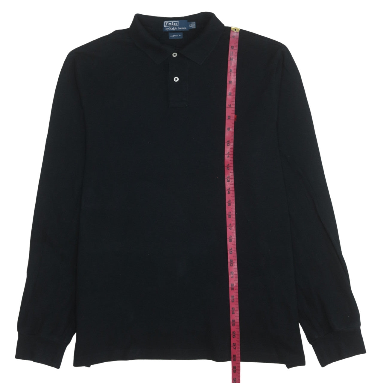 Ralph Lauren Men's Black Long Sleeve Custom Fit Polo Shirt XL