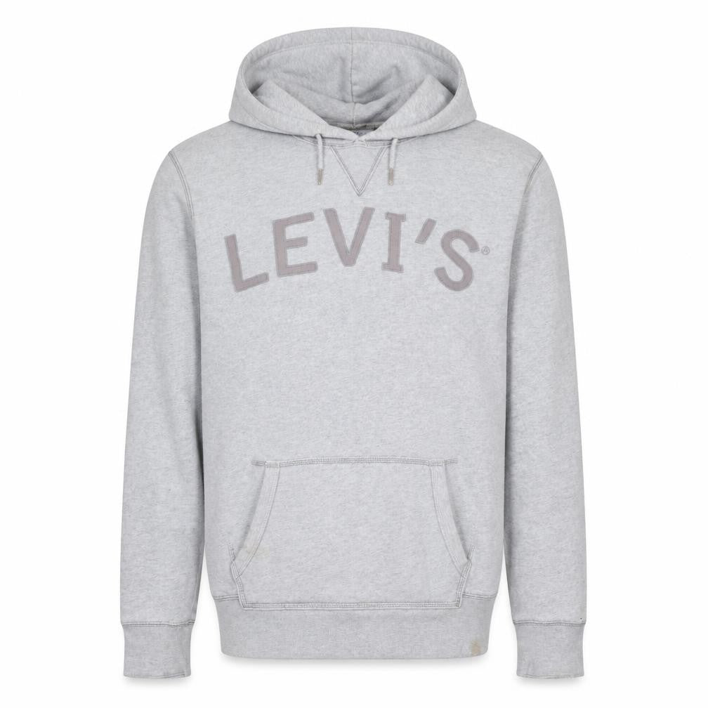 Levi's Men's Grey Hooded Pullover Sweatshirt Size L Logo Print