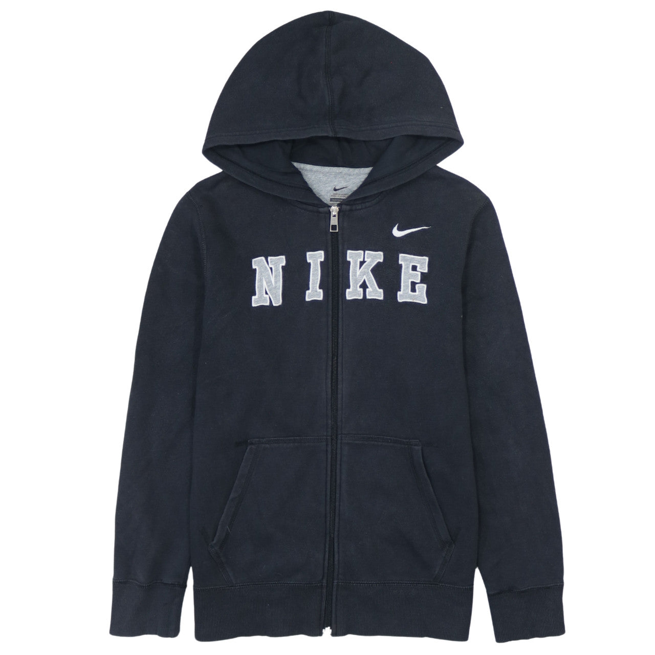 Nike Boys Black Full Zip Hoodie Sweatshirt L 12-13 Years Fleece Casual