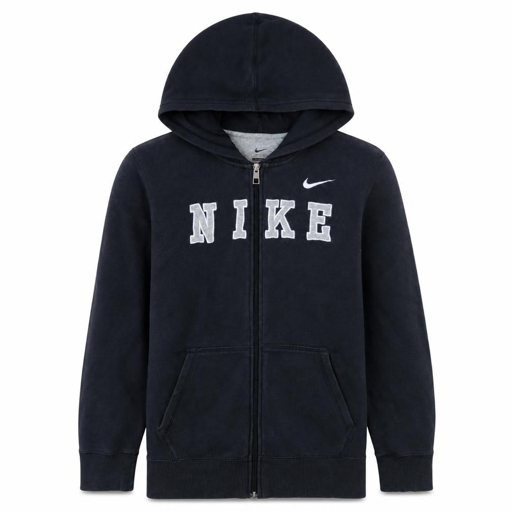 Nike Boys Black Full Zip Hoodie Sweatshirt L 12-13 Years Fleece Casual
