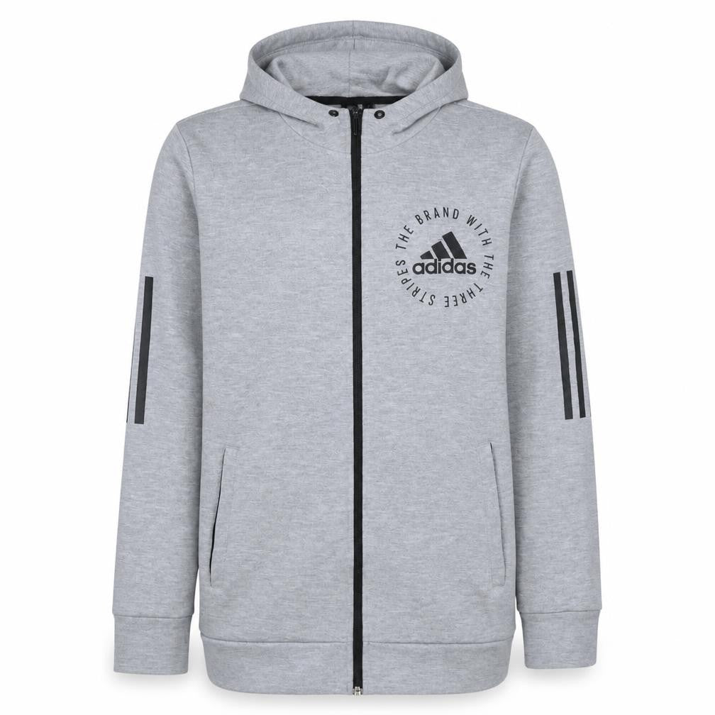 Adidas Men's Grey Full Zip Hoodie S Sportswear