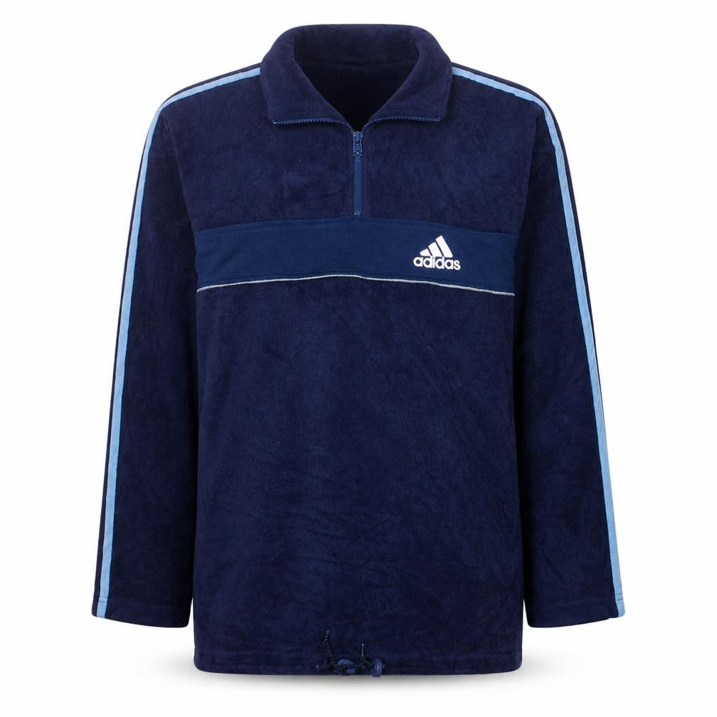 Adidas Men's Blue Fleece 1/4 Zip Track Jacket Size L