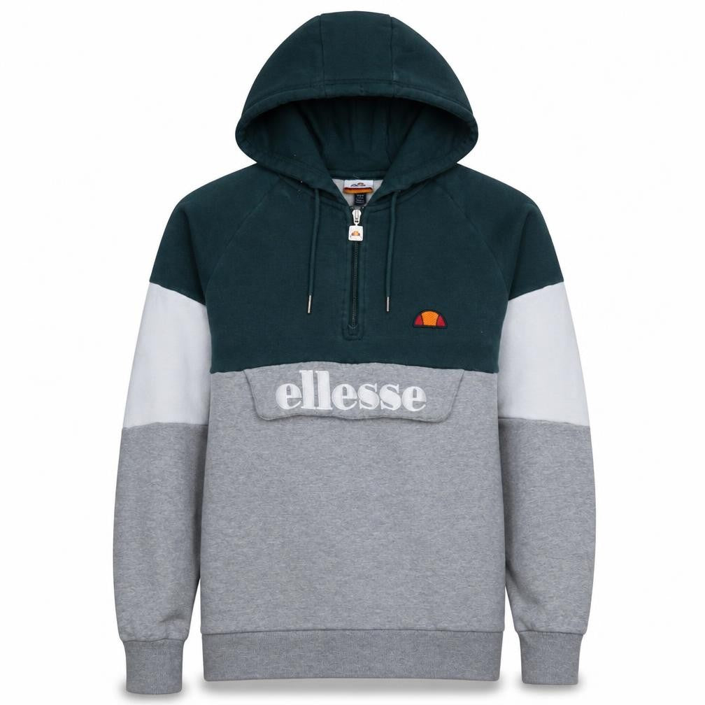 Ellesse Men's Grey Colour Block 1/2 Zip Hoodie Size S