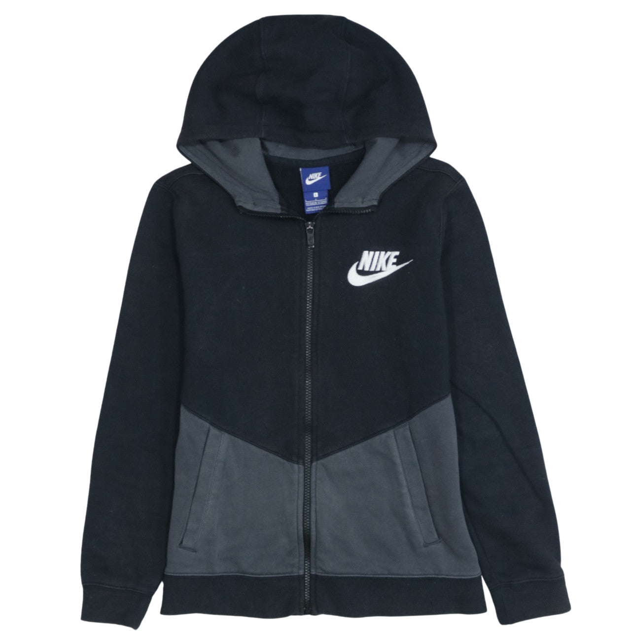 Nike Boys Black Full Zip Hoodie Sweatshirt Size 12-13 Years L