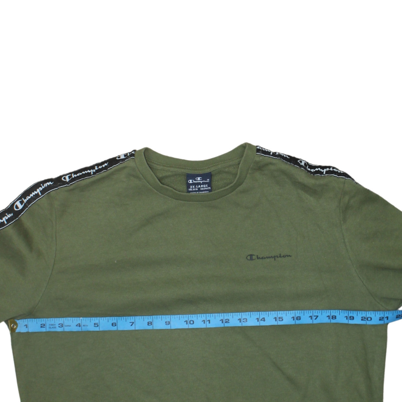 Champion Boys Green Logo Tape Pullover Sweatshirt 15-16 Years