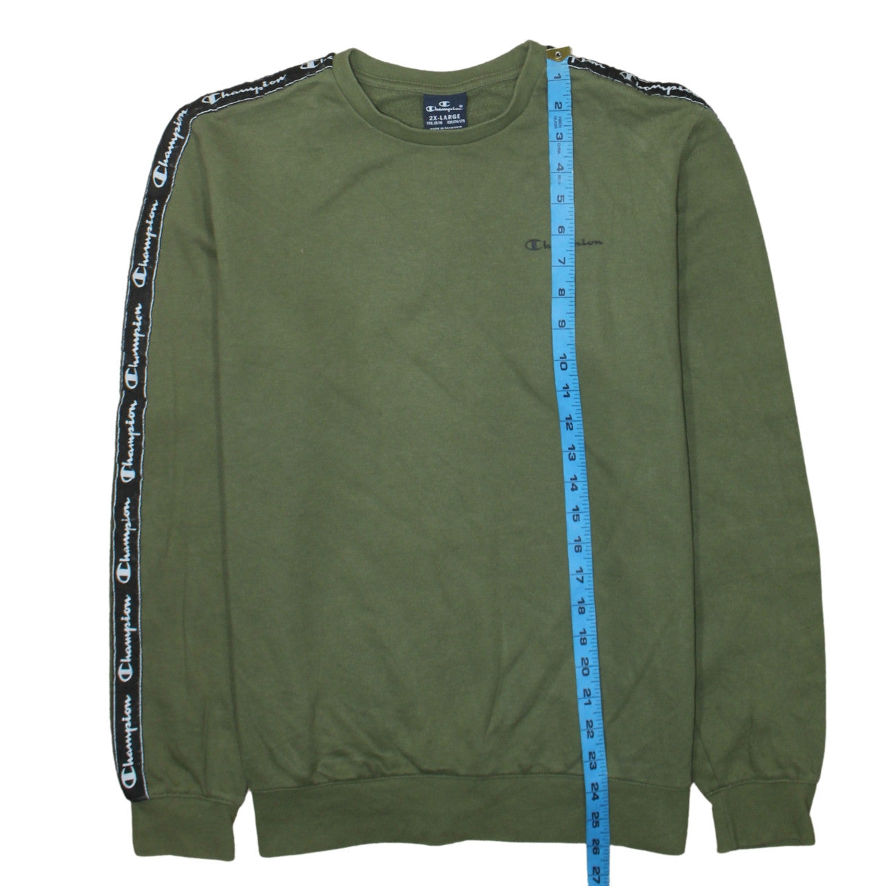 Champion Boys Green Logo Tape Pullover Sweatshirt 15-16 Years