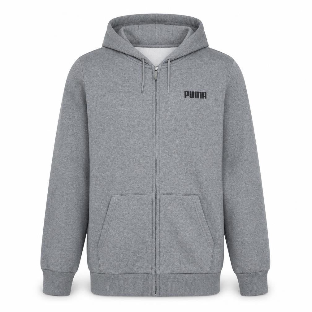 Puma Men Grey XL Full Zip Hoodie Fleece Sportswear