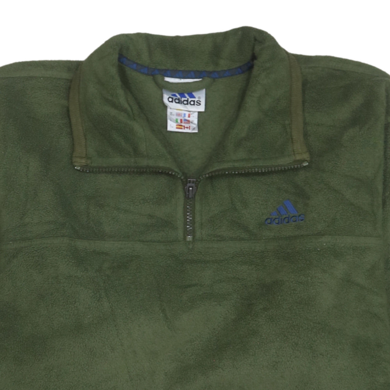 Adidas Men's Green Fleece 1/4 Zip Pullover Sweatshirt M