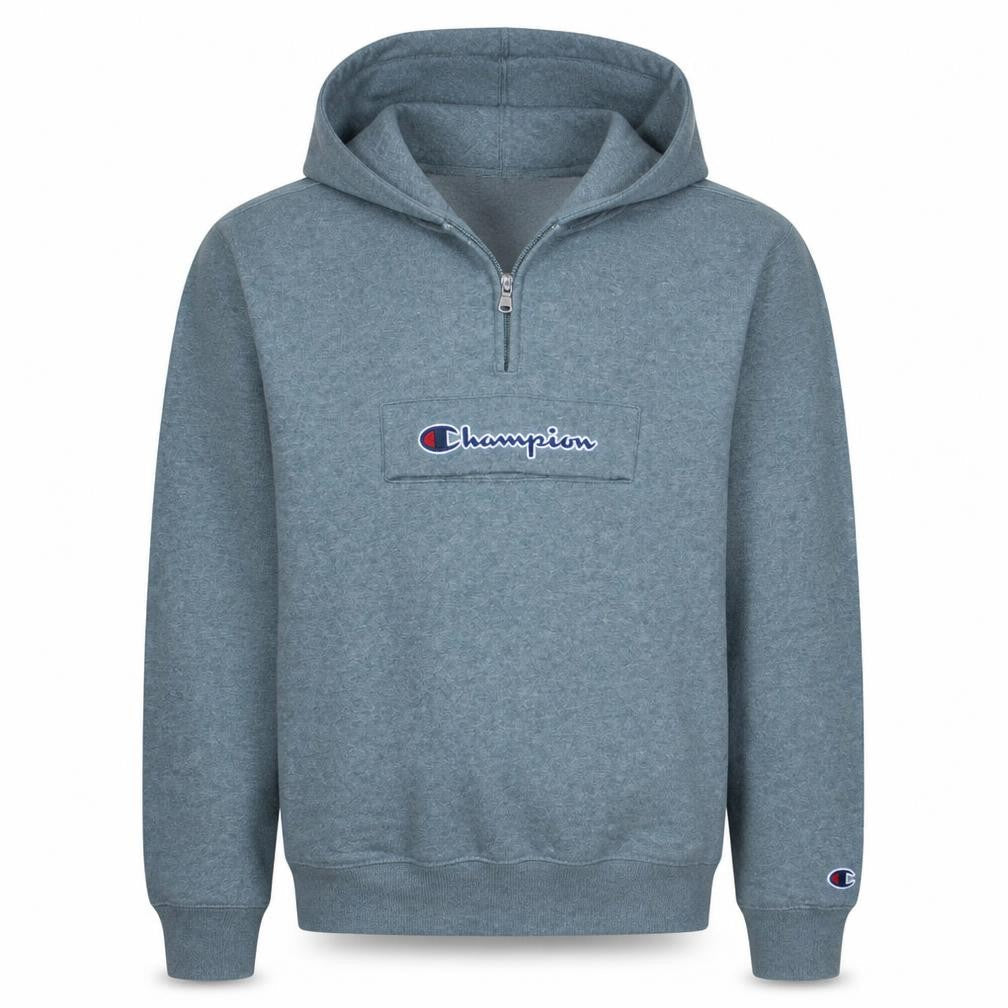 Champion Boys Grey 2XL Pullover Fleece Hoodie with Logo and Zip Detail