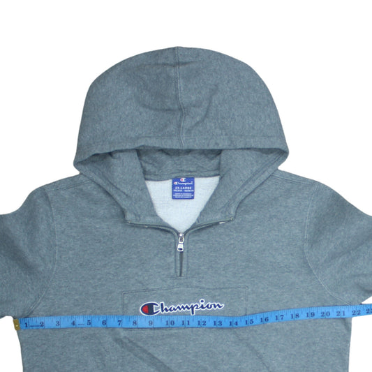 Champion Boys Grey 2XL Pullover Fleece Hoodie with Logo and Zip Detail