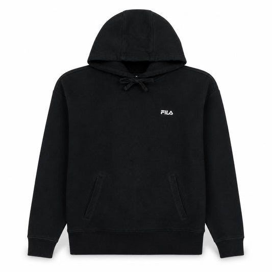 Fila Women Black Pullover Hoodie Medium Cotton Blend Casual