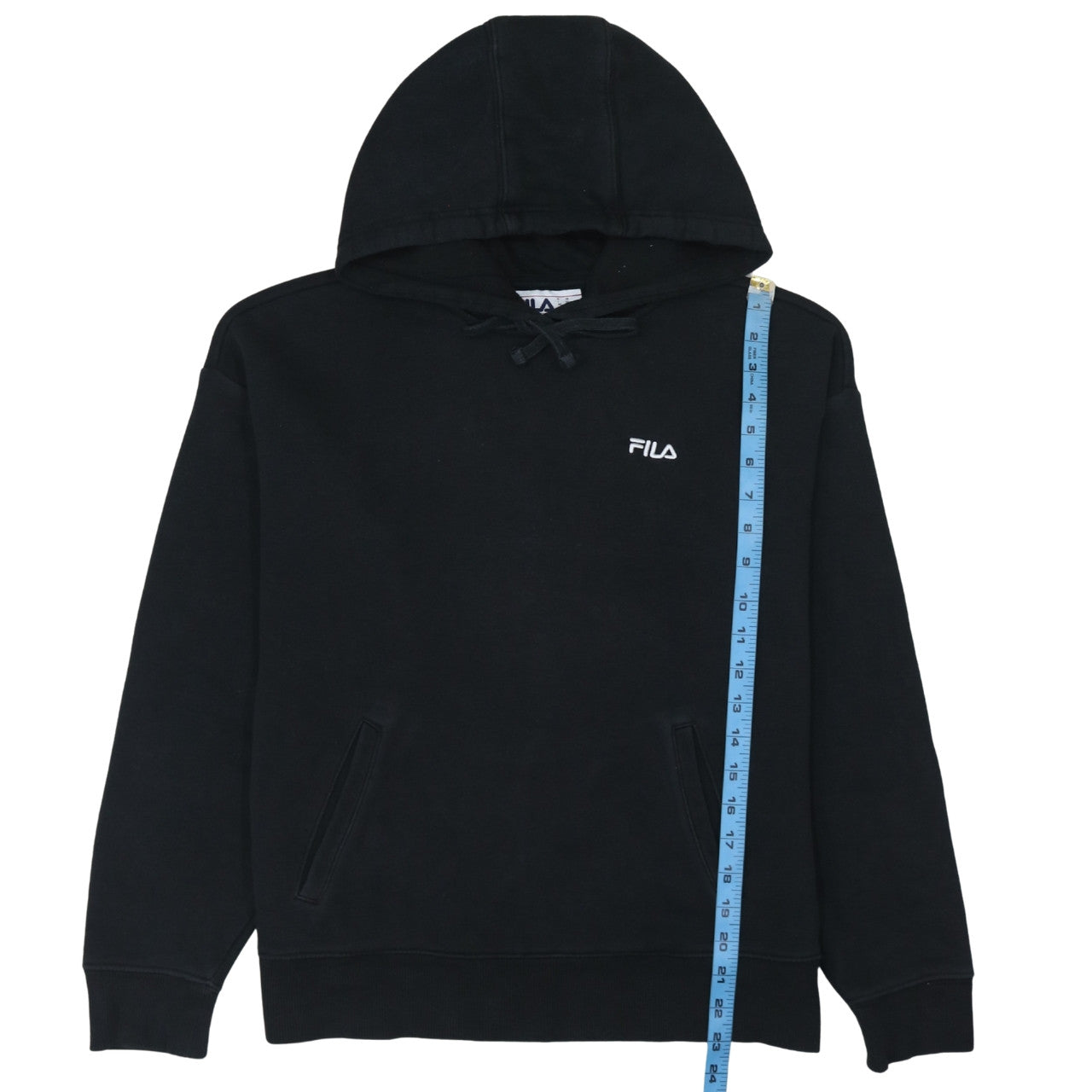 Fila Women Black Pullover Hoodie Medium Cotton Blend Casual