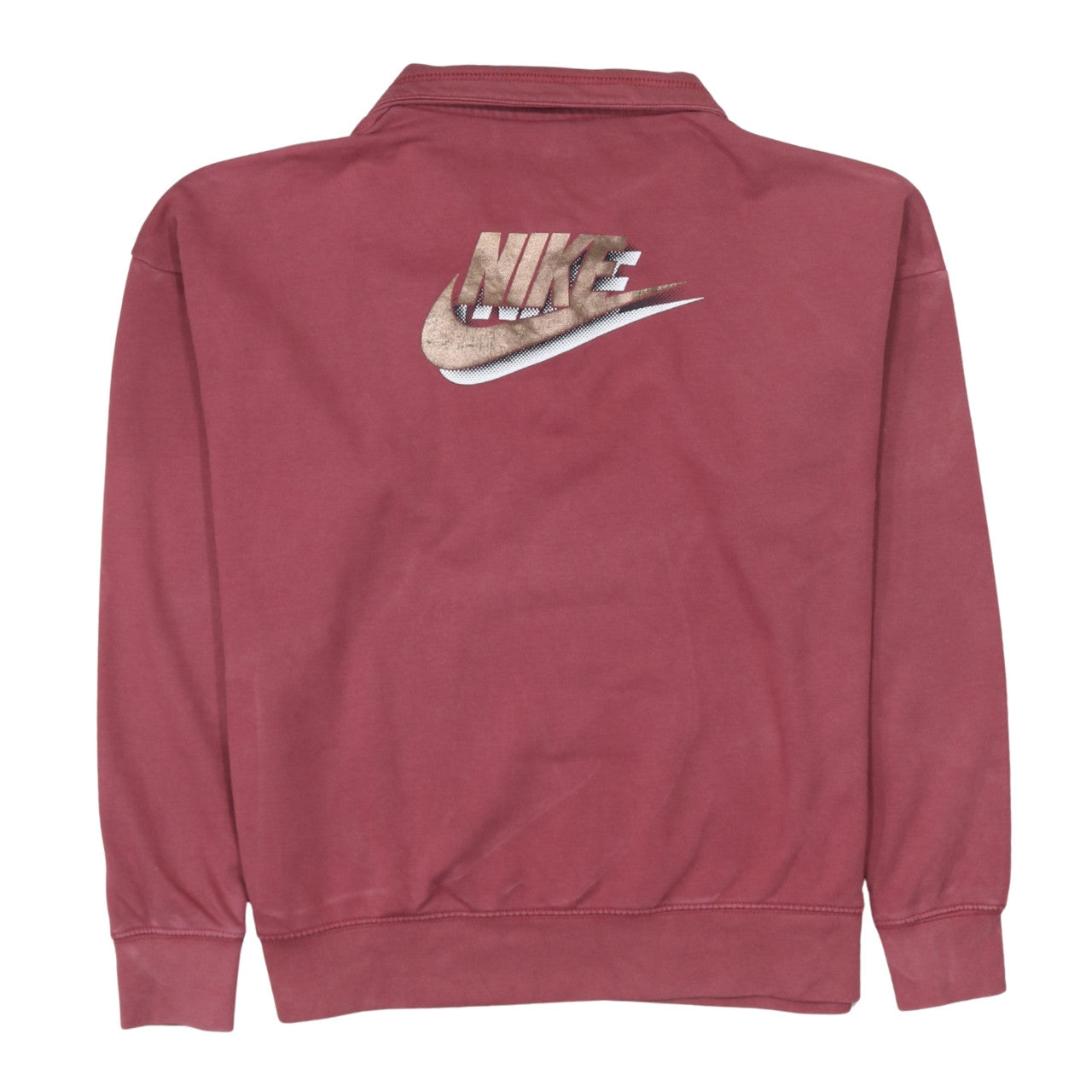 Nike Womens Pink 1/4 Zip Oversized Sweatshirt S Cotton Blend