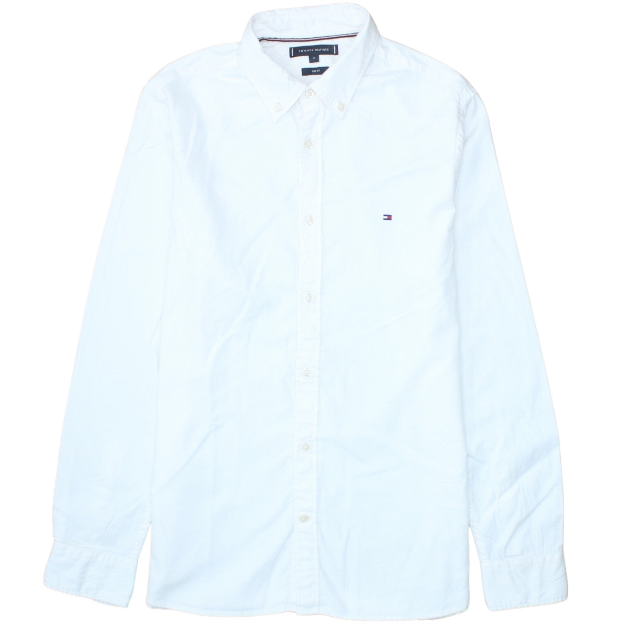 Tommy Hilfiger Men's White Slim Fit Long Sleeve Cotton Shirt M