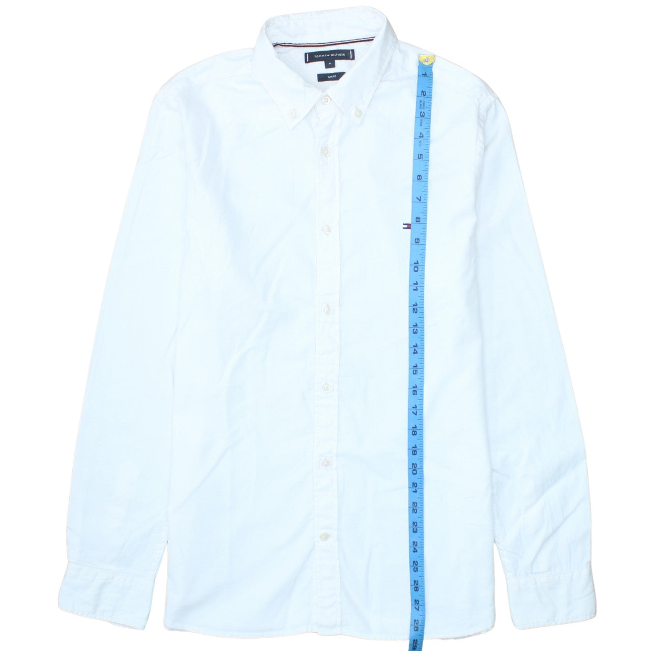 Tommy Hilfiger Men's White Slim Fit Long Sleeve Cotton Shirt M