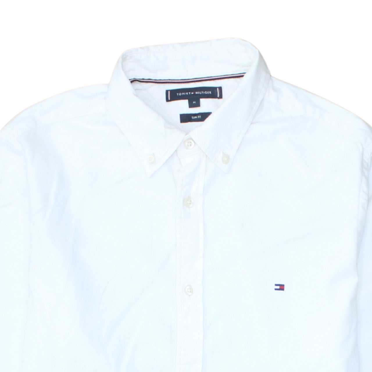 Tommy Hilfiger Men's White Slim Fit Long Sleeve Cotton Shirt M