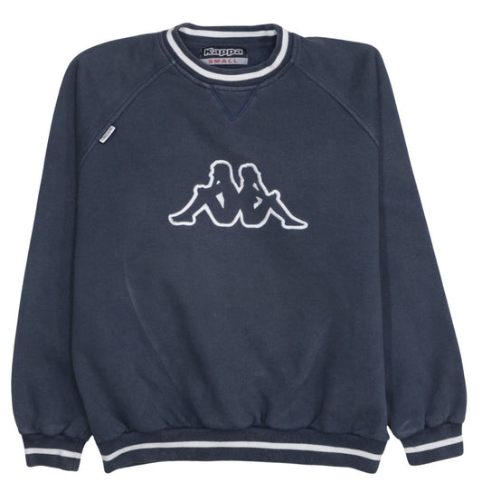 Kappa Men Blue Logo Pullover Sweatshirt Small Crew Neck