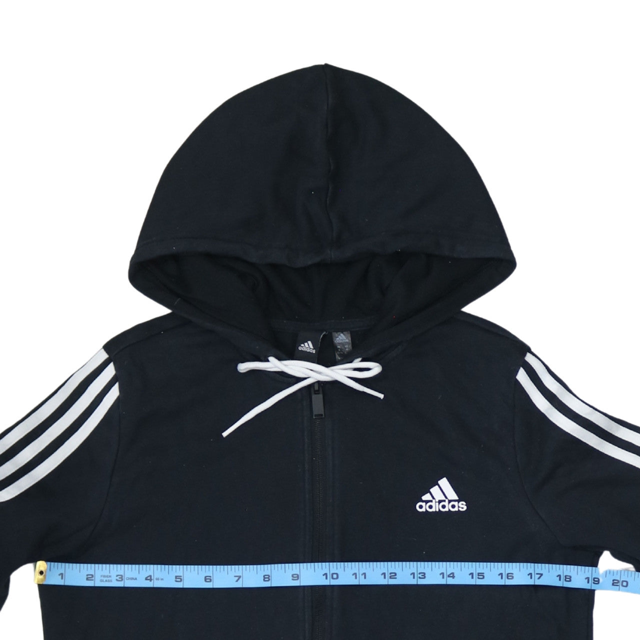 Adidas Women Black Full Zip Hoodie Medium UK 12-14 Cotton Blend