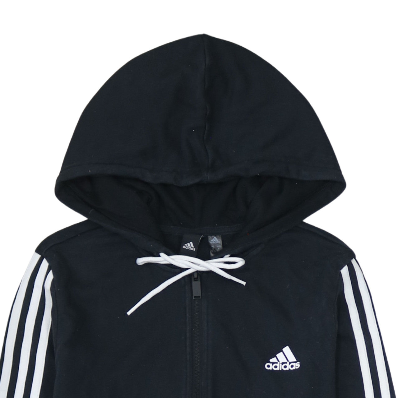 Adidas Women Black Full Zip Hoodie Medium UK 12-14 Cotton Blend
