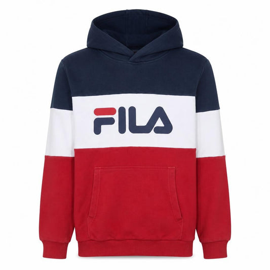 Fila Boys Red White Blue Pullover Hoodie 13-14 Years Cotton Blend Colourblock