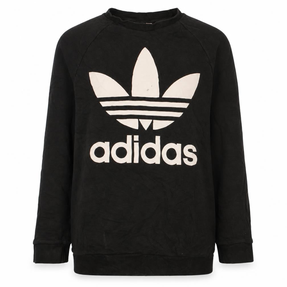 Adidas Womens Black Crew Neck Pullover Sweatshirt Size 14