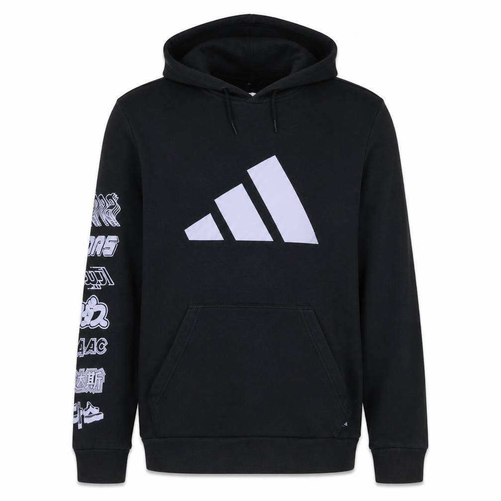 Adidas Mens Black Pullover Hoodie Size M Graphic Sportswear