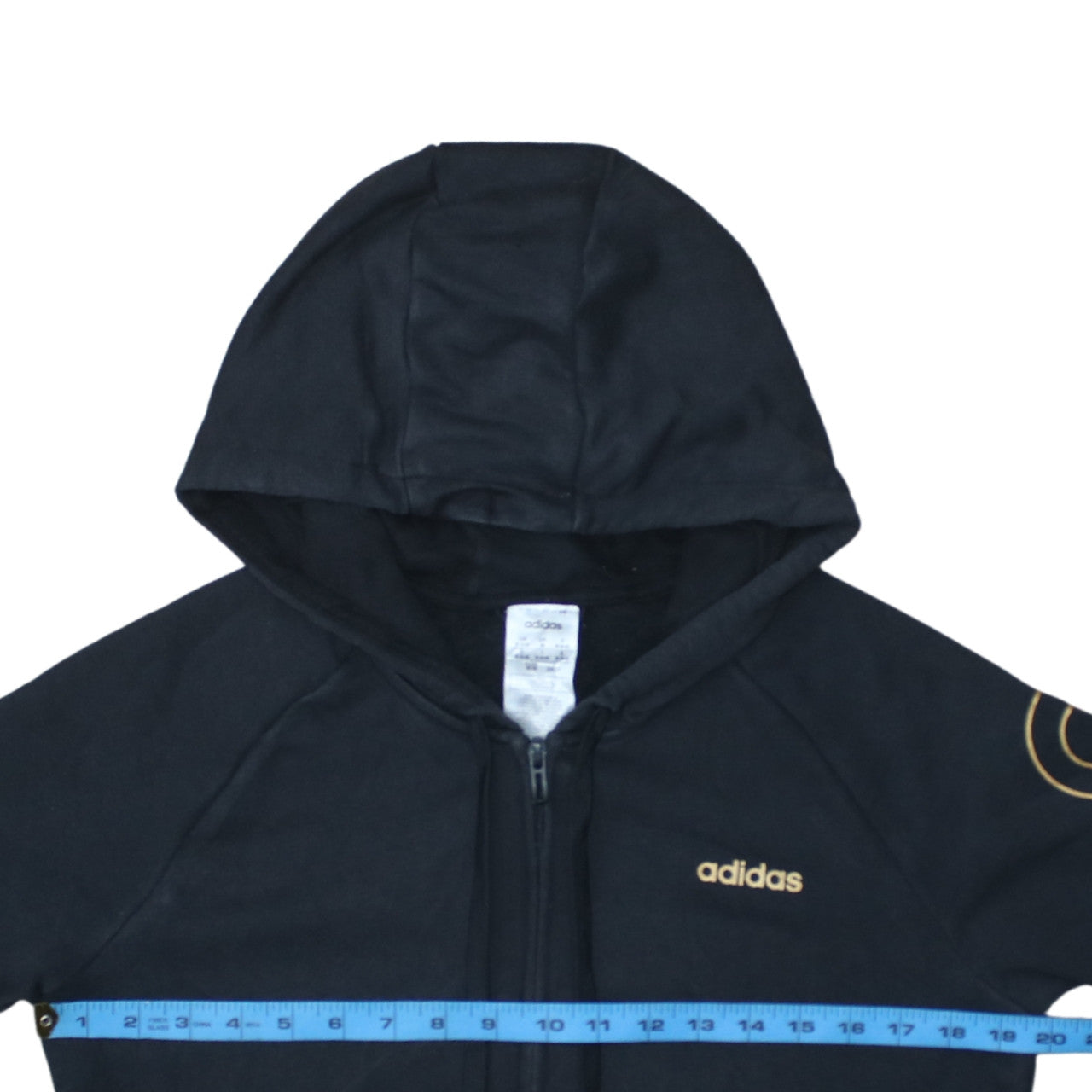 Adidas Women Black Full Zip Hoodie Size 12-14 Hooded Sweatshirt