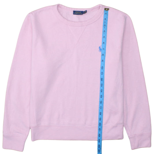 Ralph Lauren Women Pink Crew Neck Pullover Sweatshirt Size L Cotton Blend