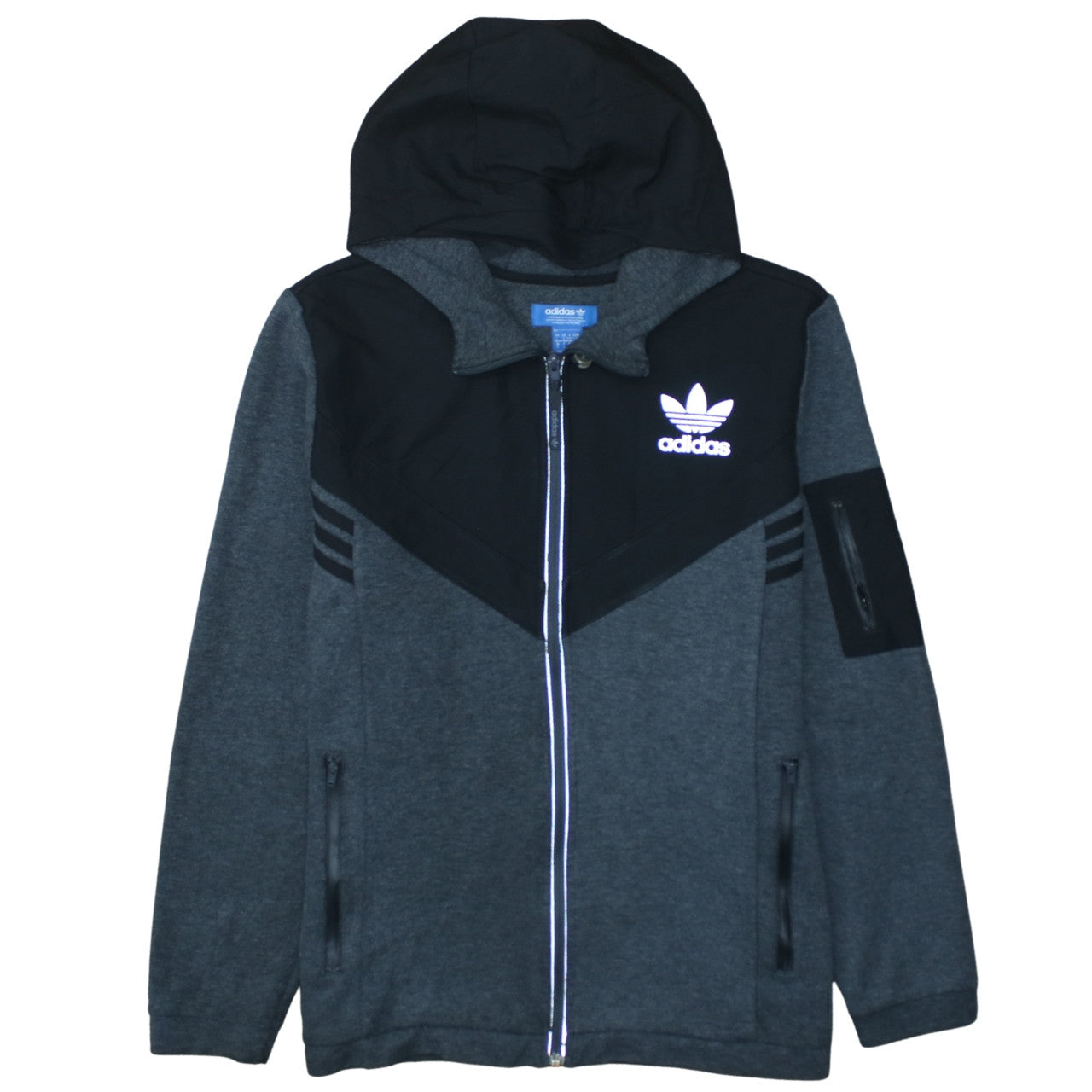 Adidas Men’s Grey Full Zip Hoodie Size L Sportswear Sweatshirt