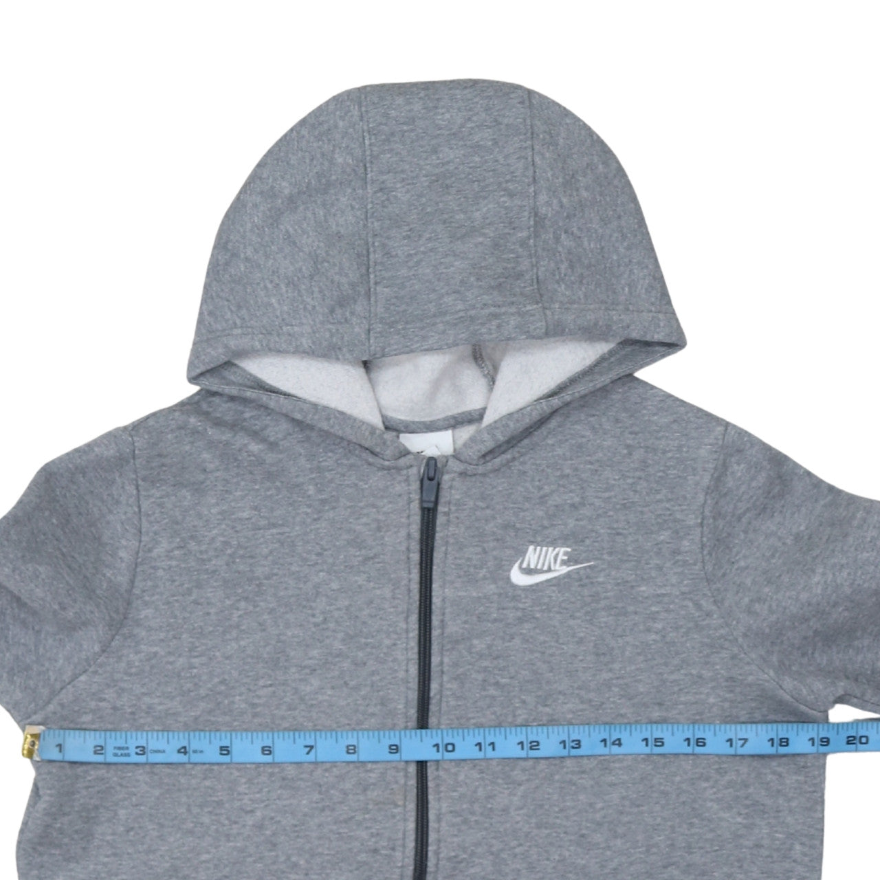 Nike Boys Grey Full Zip Hoodie L 147-158cm Fleece Lined Casual Sweatshirt