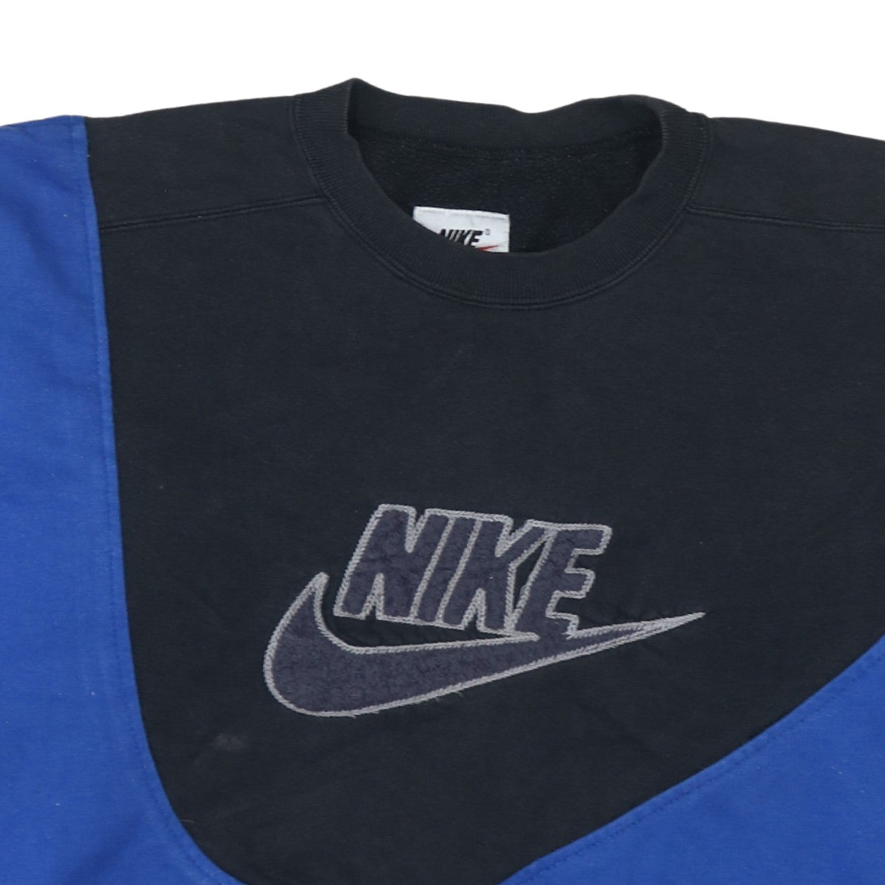 Nike Womens Blue & Black Colourblock Logo Crew Neck Sweatshirt M